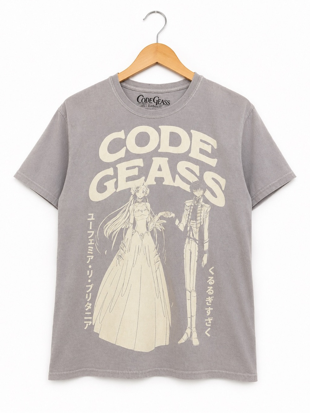 Code Geass Lelouch of the Rebellion Graphic Anime T-Shirt Gray 100% Cotton S